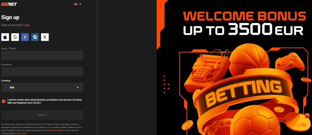 Přihlášení na GGBet